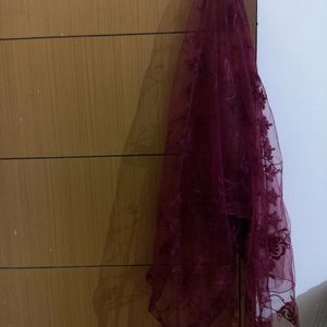 Beautiful Maroon Dupatta Net