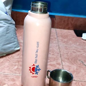 Hot 🔥 And Cold 🥶   Water Bottle With Silver Cup