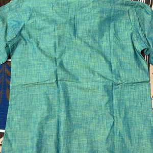 Shatranj Green Half Sleeve Kurta