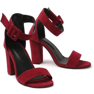 Velvet Red Heels Sandals