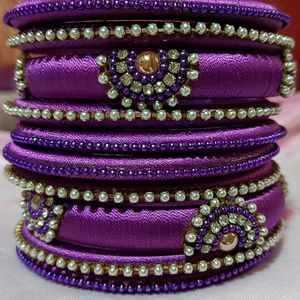 💜 Purple Colour Silk Thread Bangles