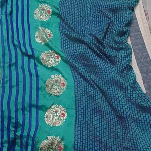 Golden💙Blue 💙Brasso Saree