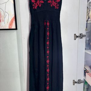 Red Embroidery Maxi Dress