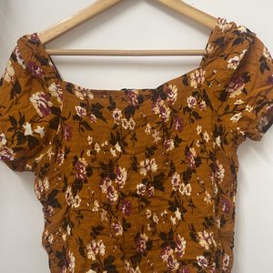 Rusty Orange Smocked Crop Top (ONLY)