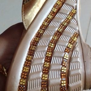 Golden Heels With Diamond Work