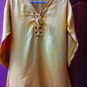 Floral Embroidery Top for Women in Golden Colour