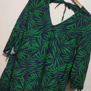 Green Leaves Print Top For Girl Or Women