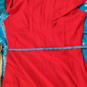 Solid Red Empire Cut Partywear Dress