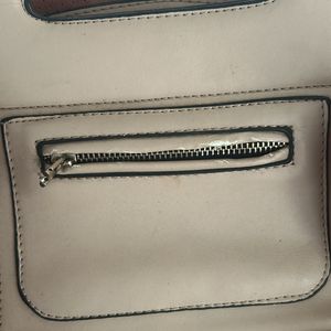 Leather Korean Trendy Bag Cream And Brown Shaded