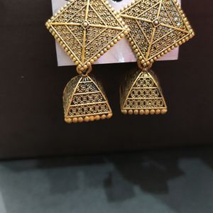 Golden Oxidized Jaipuri Earrings