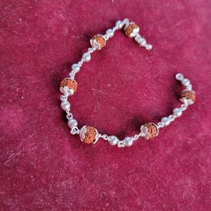 Silver Rudraksh Rakhi Bracelet