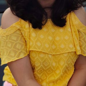 Yellow Shoulder Cut Top