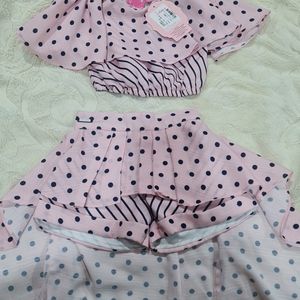 Kids Skirt Top Set - Pink