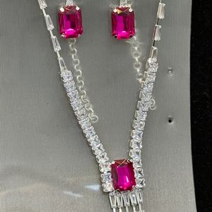 Silver Pink Diamond Set