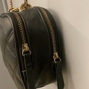 Two Way Black Sling Bag With Gold Details