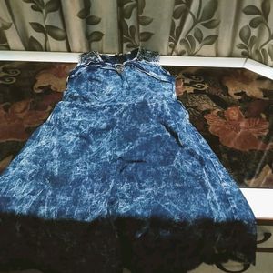 Blue Denim Midi With Stretchable Fabric