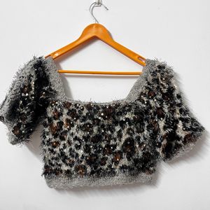 Animal Print Frill Top