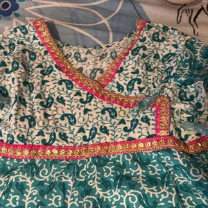 Cotton Semi Traditional Frock Angrakha Pattern