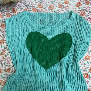 cute crocheted green heart vest