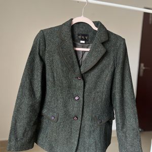 Teal Green Shimmer Single Breasted Blazer