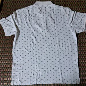 Netplay T-Shirt-White With Blue Dotted Designs