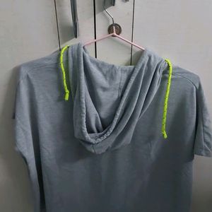 Casual Grey Tshirt With Hoodie