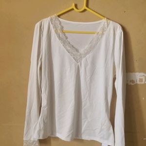 White Lace Border Top