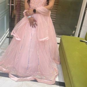 Full Flare Princess Look Baby Pink Gown