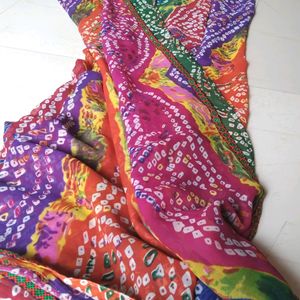 Unused Multi Colour Bandhni Saree