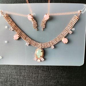 Rose Gold Necklace With Earings