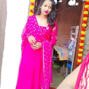 Pink Kurti With Dupatta Set