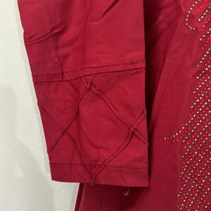 Kurti Maroon With Sequence