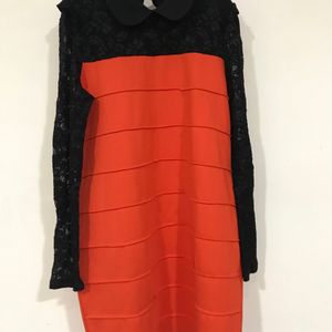 Annzo Orange N Black Dress