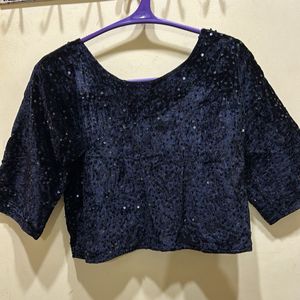 Womens Black Velvet Sequence Crop Shrug Size XL