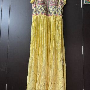 Lemon Yellow Long Kurti With Plazzo And Dupatto