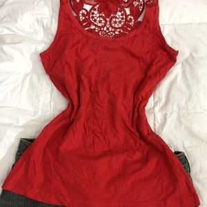 Red Lace Pinterest V-Neck Pattern Top