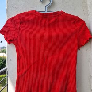 Zudio Red Ribbed Top