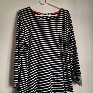 Blue And White Striped Full sleeves Top