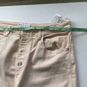 Salmon Colour Straight Fit Zara Jeans