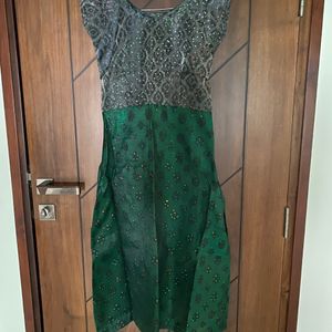 Green And Grey A Line Dress