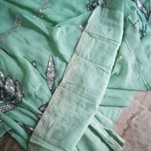 pista green 💚 fancy ready to wear saree & blouse