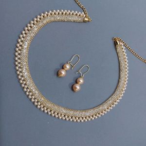 Pearl Crystal Choker Set