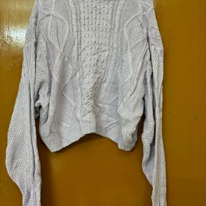 Korean Lavender Cropped Sweater