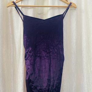 Velvet Purple Asymmetric Silk Dress