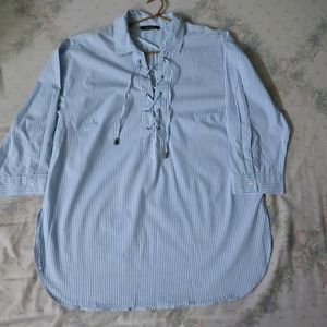 Stylish Shirt White With Blue Strap