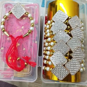 Diamond Studded Bhabhi Rakhi Bracelet 12 Pcs