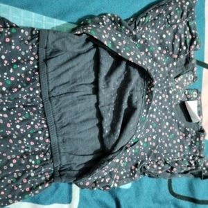 Black Dotted Diaper Dress For Girl