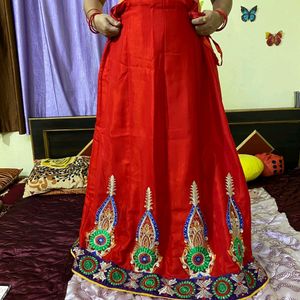 Red Green Lahnga Choli