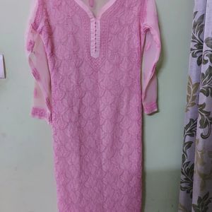 Chikankari Pink Kurta