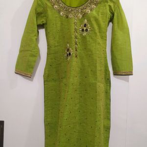 Party Wear Blue And Parrot  Green Hand Work Kurta